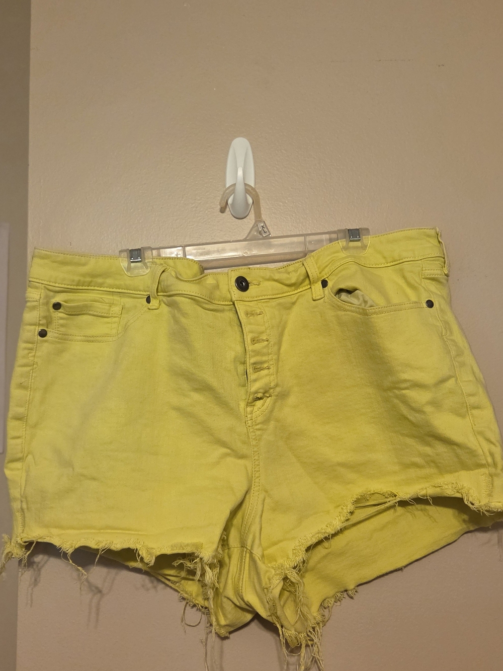 torrid Bright Yellow Distressed High-Rise Jean Shorts